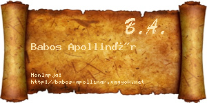 Babos Apollinár névjegykártya
